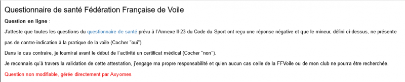 Questionnaire de santé FfVoile